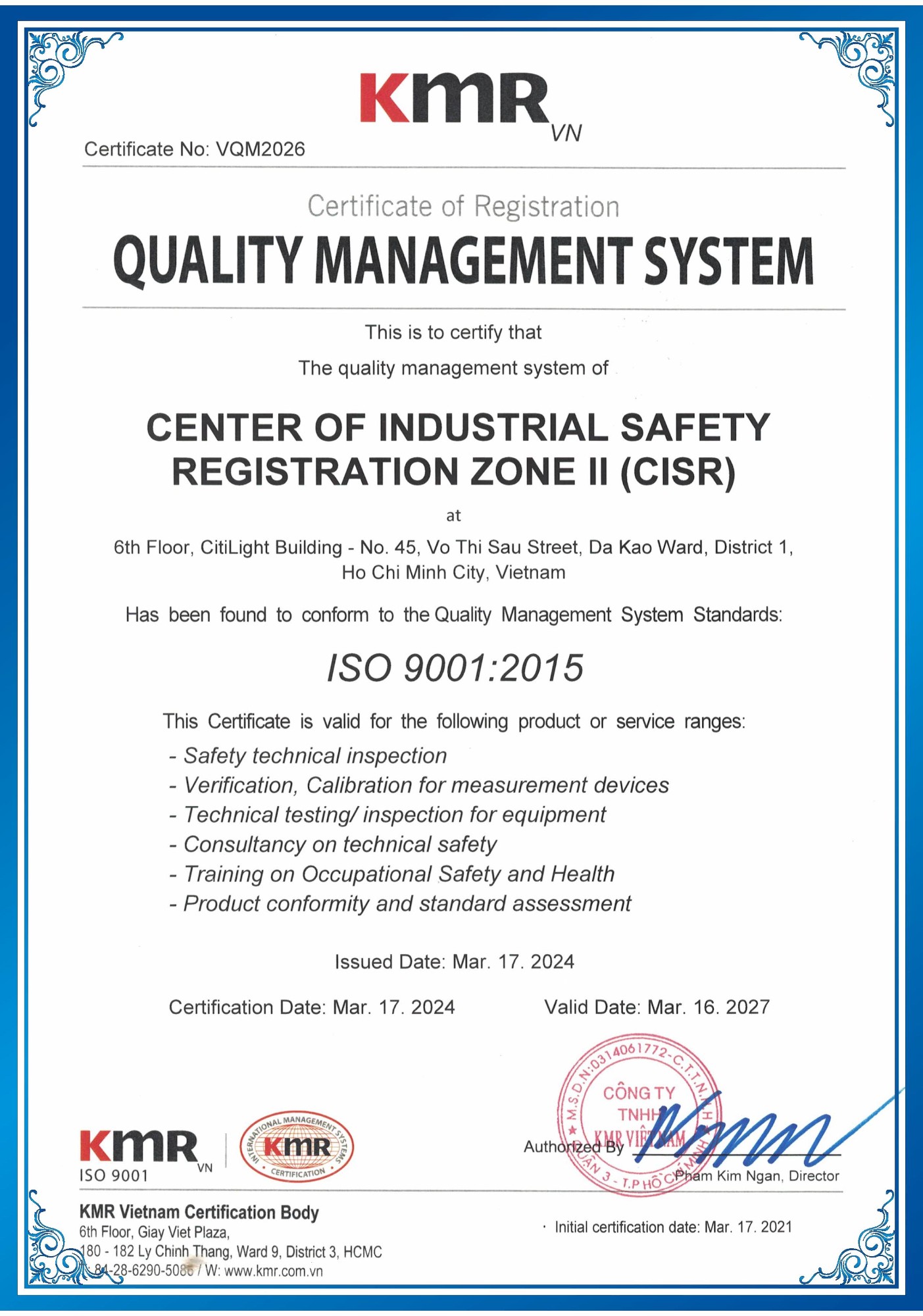 Chứng chỉ ISO 9001 - năm 2024